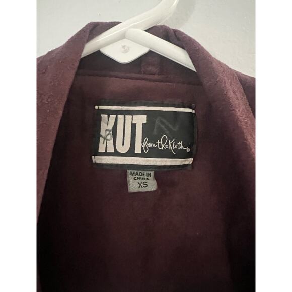 Kut from the Kloth Jacket Women's XS Burgundy Tayanita Faux Suede Blazer - Picture 3 of 6